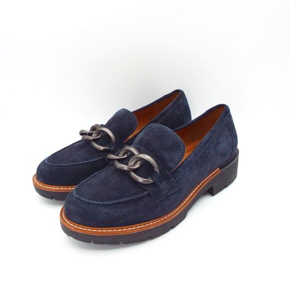 Earth Blue Suede Buckle Loafers Size 8.5M - Picture 1 of 11